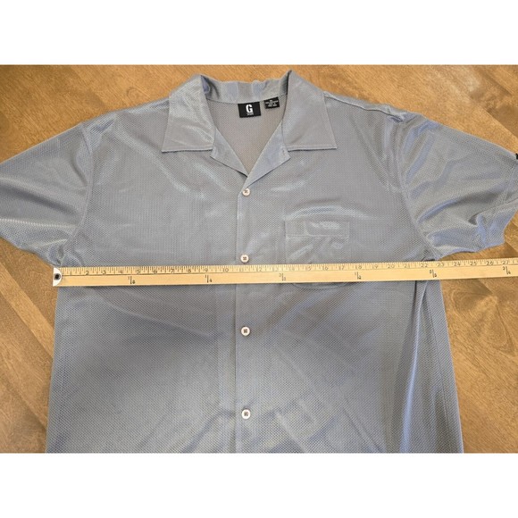 GUESS Shirt Mens XL Gray Button Up Collared Y2K Mesh Club Cruise **Has Pulls** - Picture 6 of 13